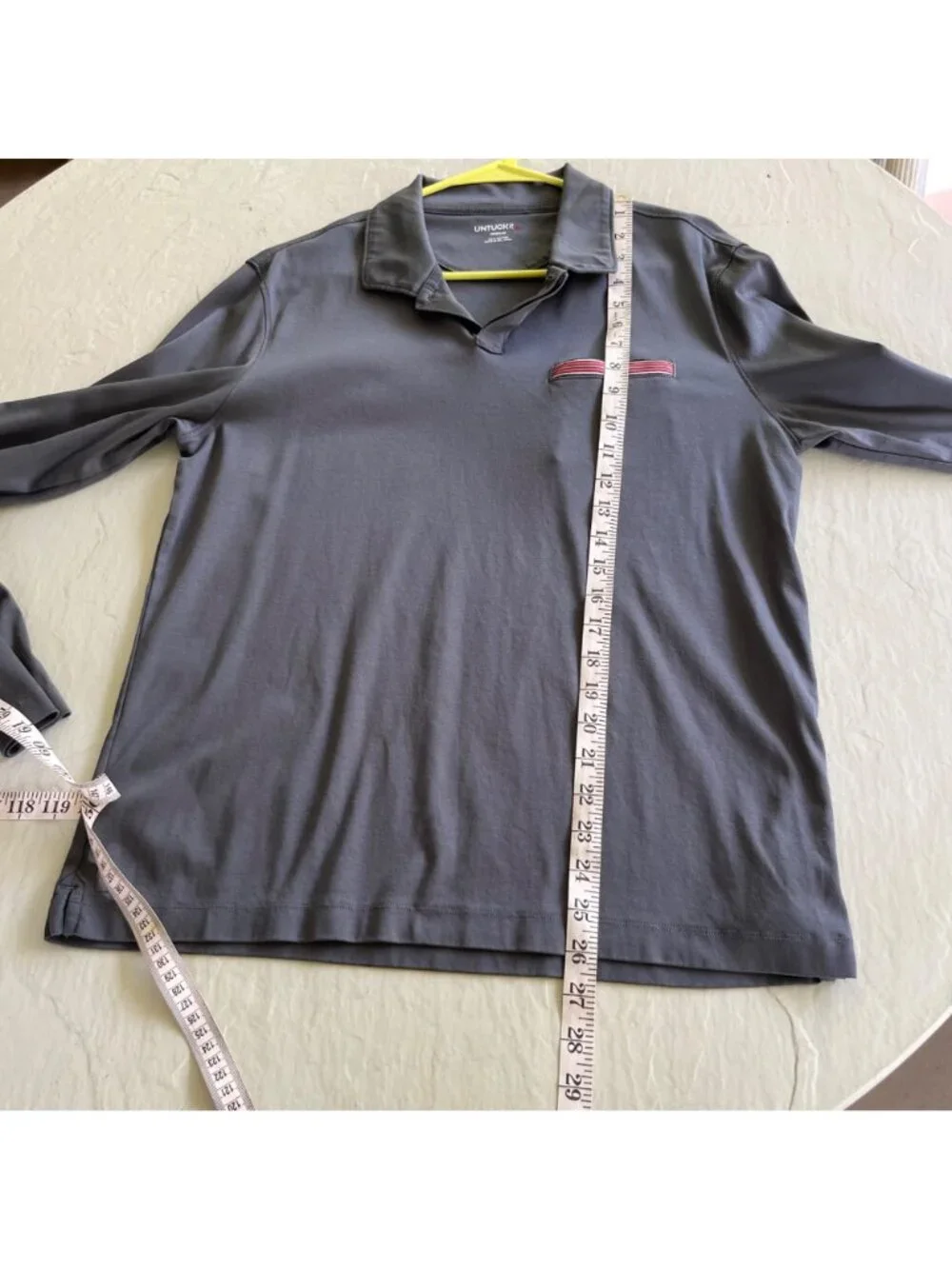 UNTUCKit Gray Damaschino Long Sleeve Contrast Pocket Polo‎ Size M